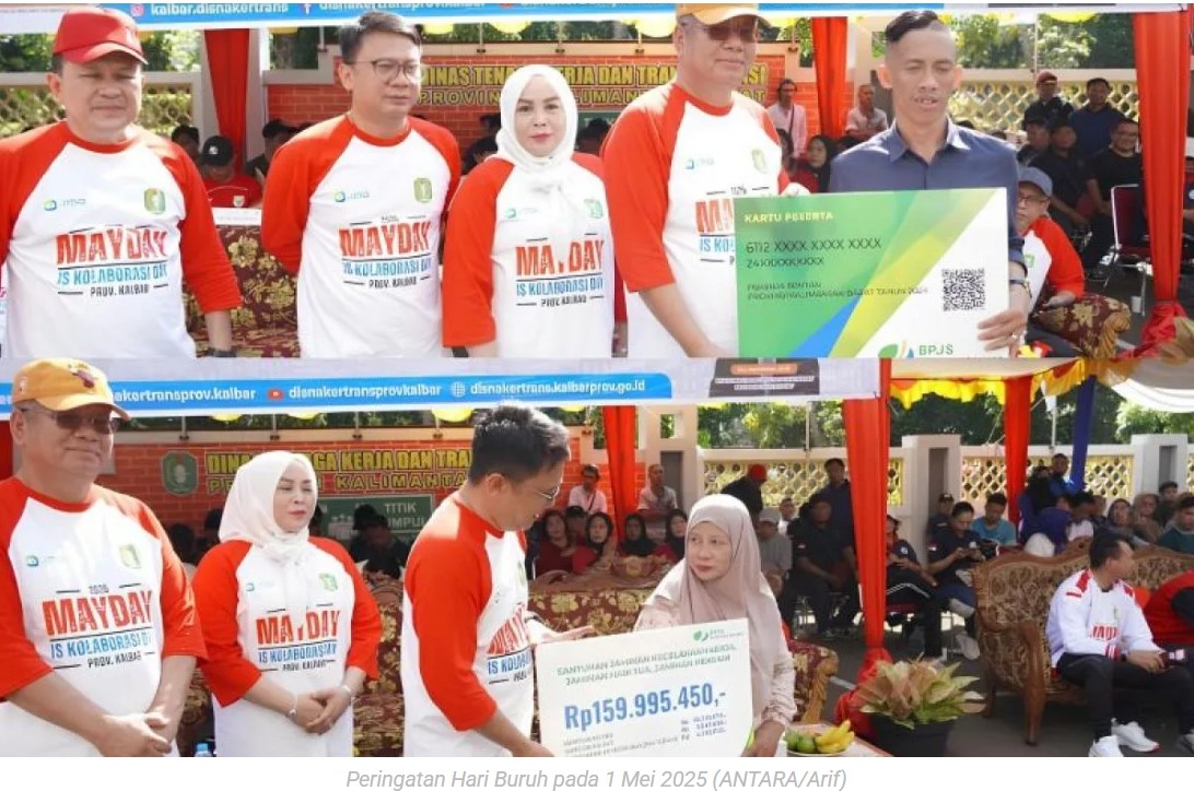 Momen May Day 2025 BPJS Ketenagakerjaan bagikan bantuan sembako bagi pekerja