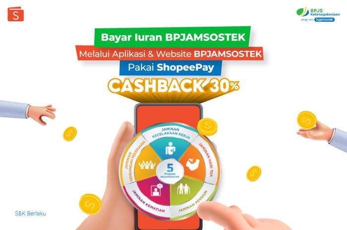 BPJAMSOSTEK Kolaborasi dengan Shopeepay, Bisa Bayar Iuran Nontunai