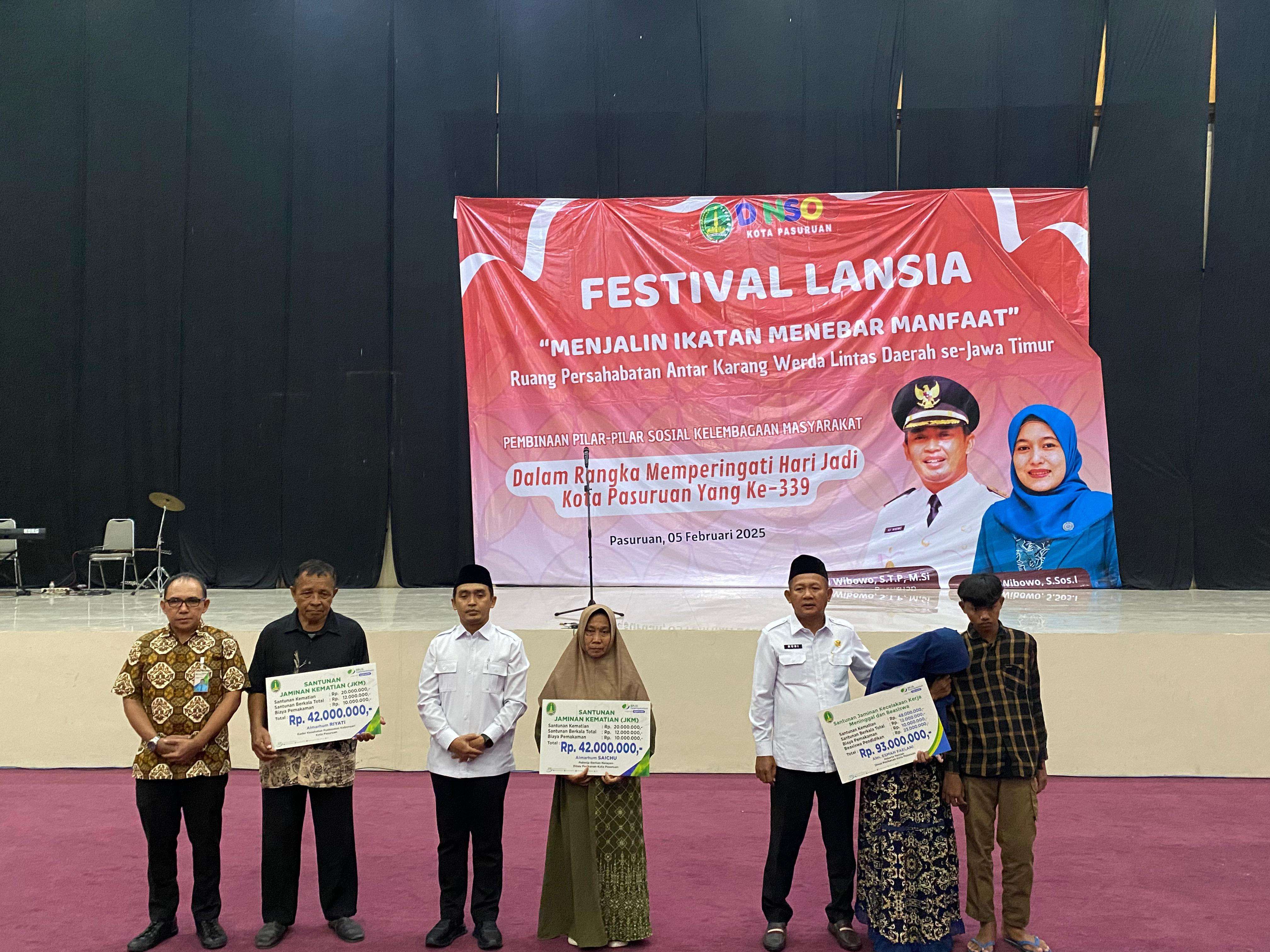 Walikota Pasuruan Serahkan Santunan Kematian 3 Pekerja Peserta Aktif BPJS Ketenagakerjaan