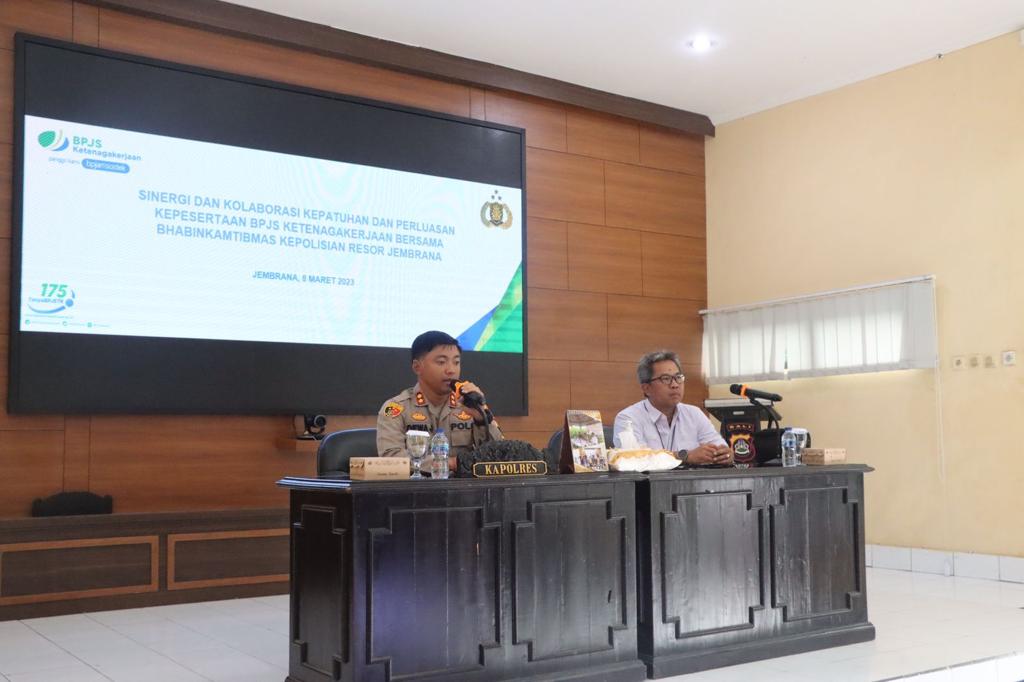Kapolres Bersinergi dan Berkolaborasi dengan BPJS Ketenagakerjaan Bersama Bhabinkamtibmas Jajaran Polres Jembrana