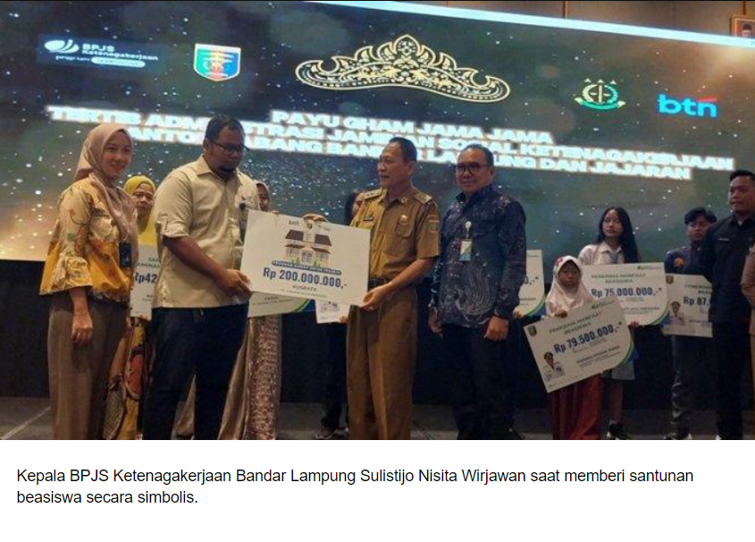 BPJS Ketenagakerjaan Bandar Lampung Beri Santunan Beasiswa Kepada Ahli Waris Pekerja